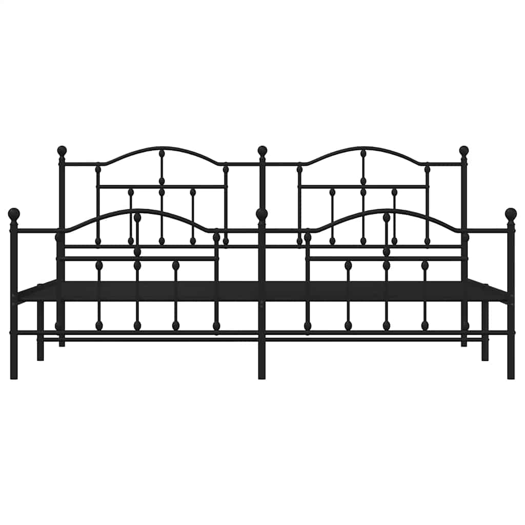 Bettgestell mit Kopf- und Fußteil Metall Schwarz 193x203 cm