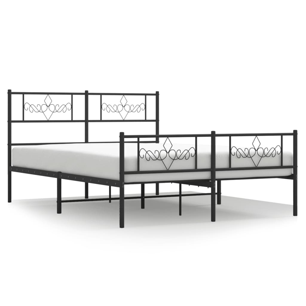 Bettgestell mit Kopf- und Fußteil Metall Schwarz 140x190 cm