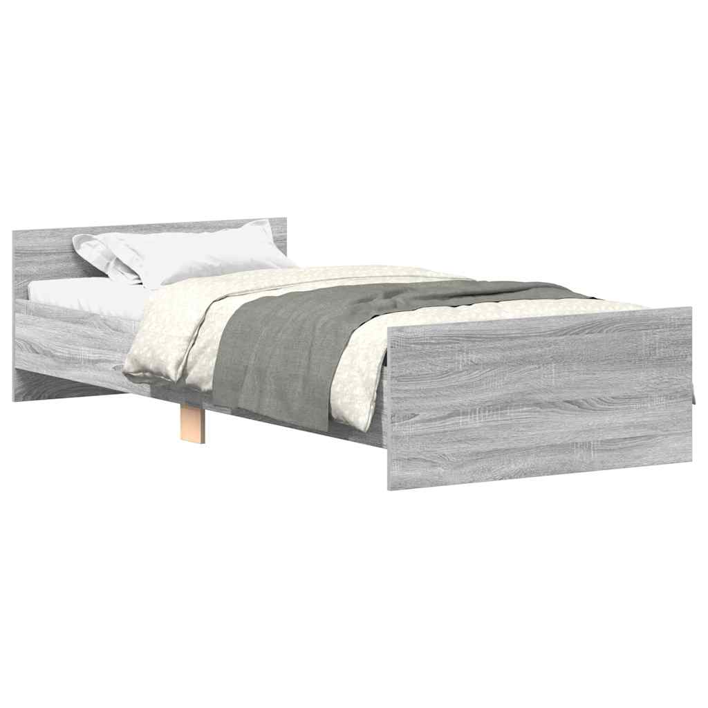 Bettgestell Grau Sonoma 100x200 cm Holzwerkstoff