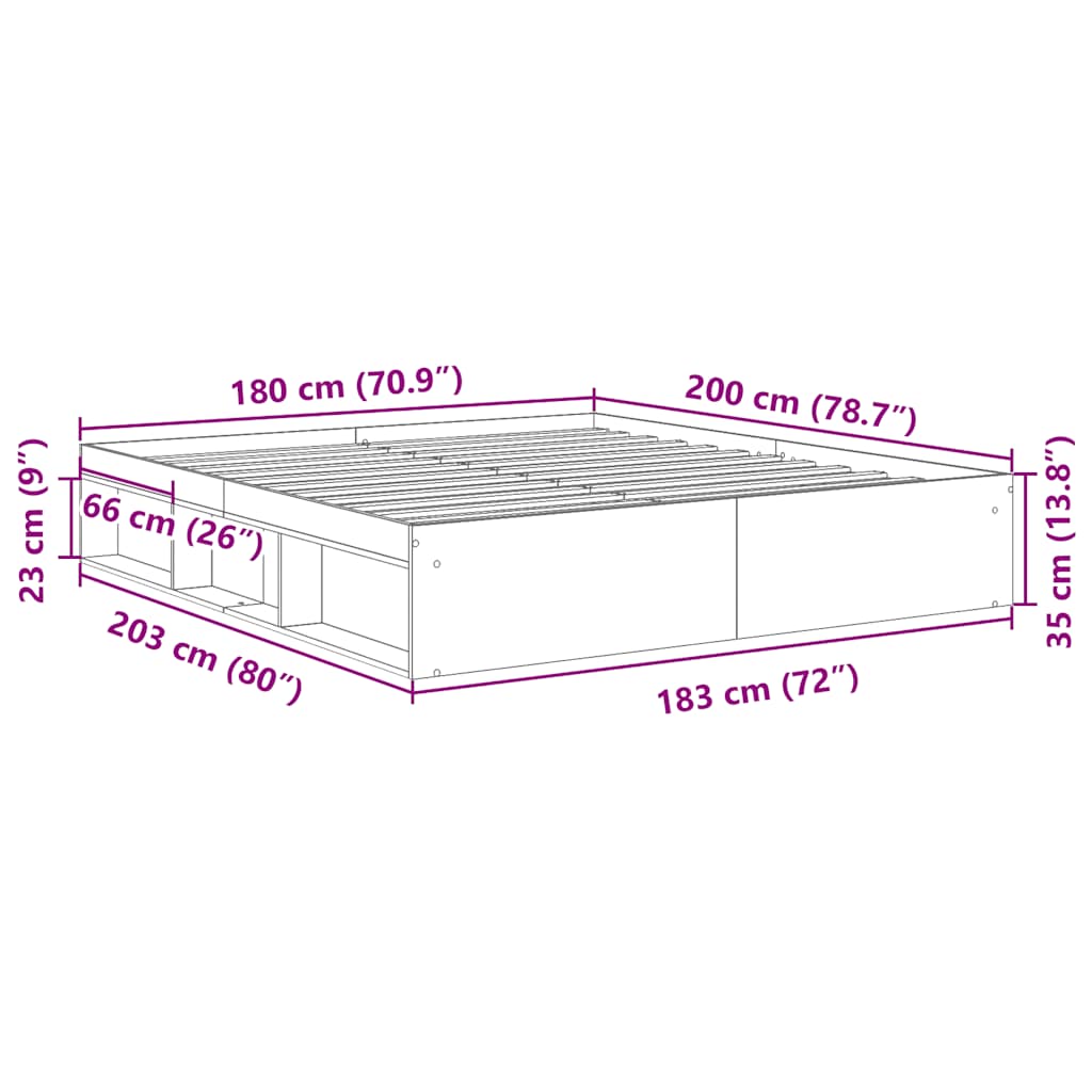 Bettgestell Grau Sonoma 180x200 cm