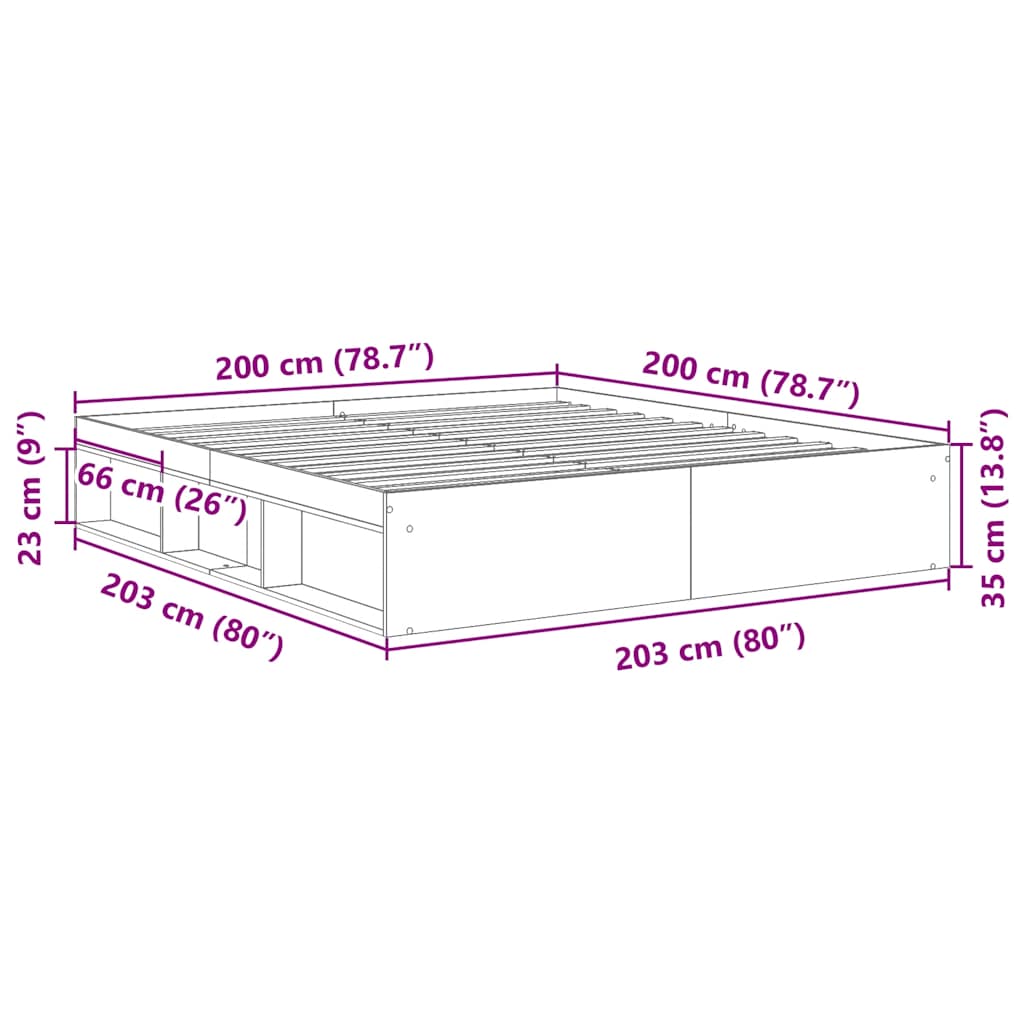Bettgestell Grau Sonoma 200x200 cm