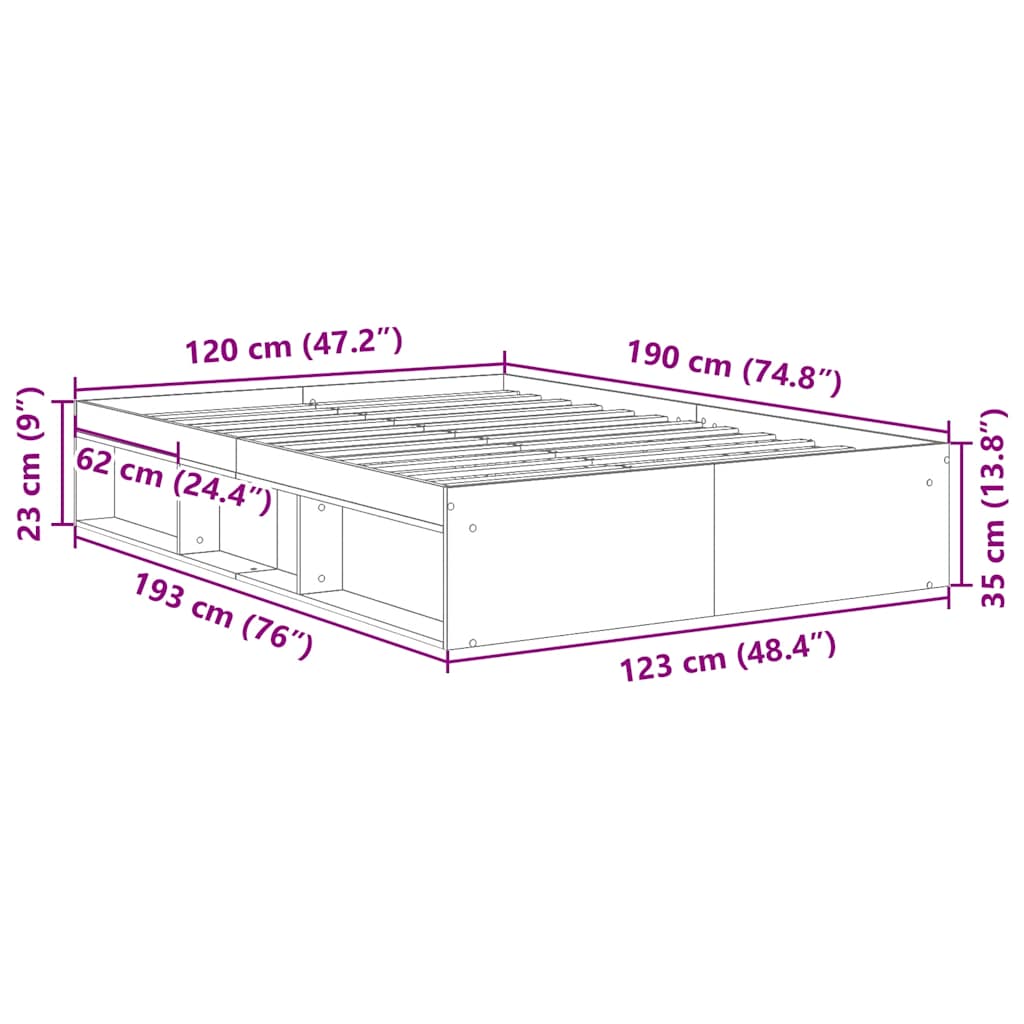Bettgestell Braun Eichen-Optik 120x190 cm