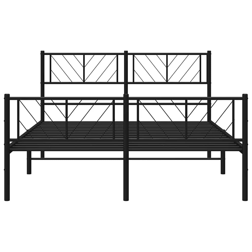 Bettgestell mit Kopf- und Fußteil Metall Schwarz 135x190 cm