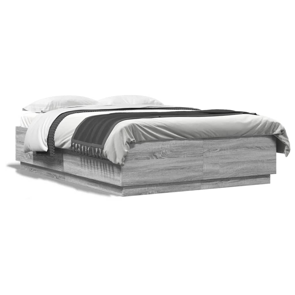 Bettgestell Grau Sonoma 150x200 cm Holzwerkstoff