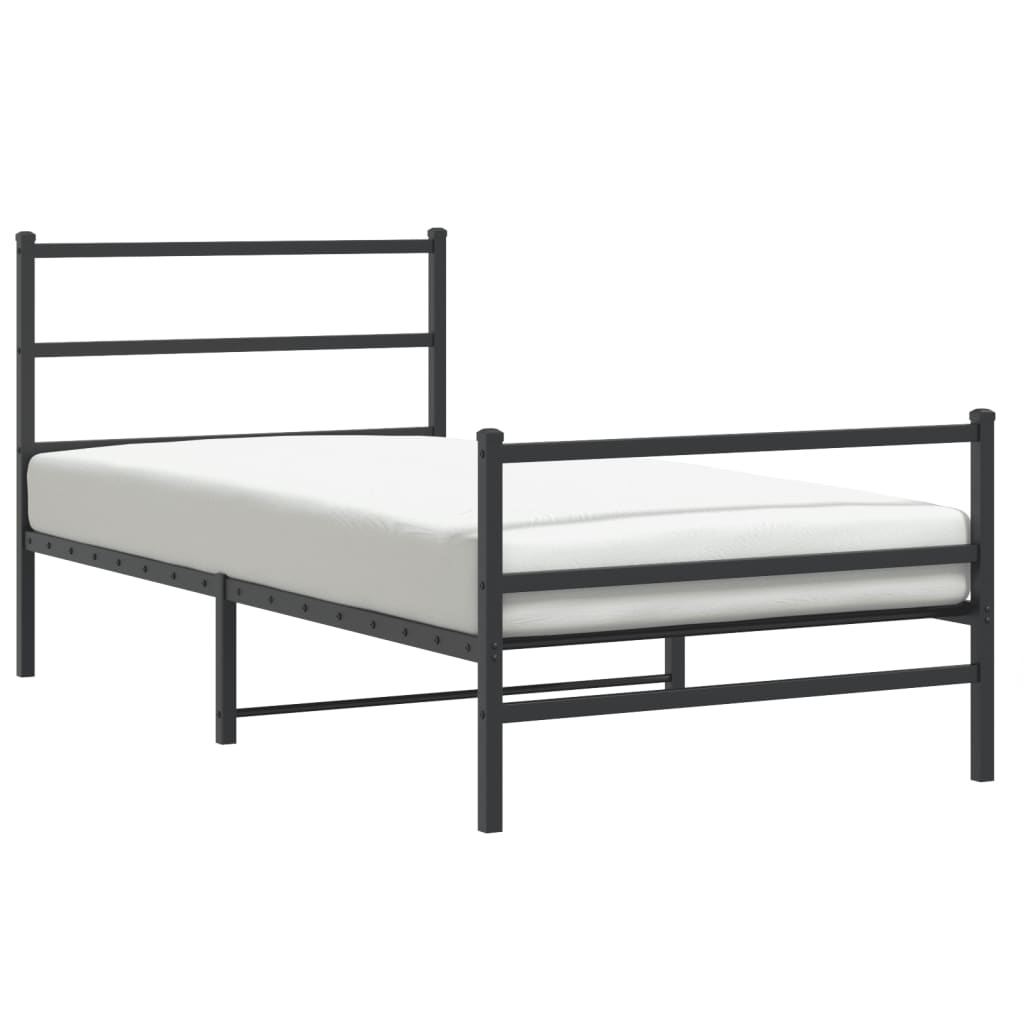 Bettgestell mit Kopf- und Fußteil Metall Schwarz 107x203 cm