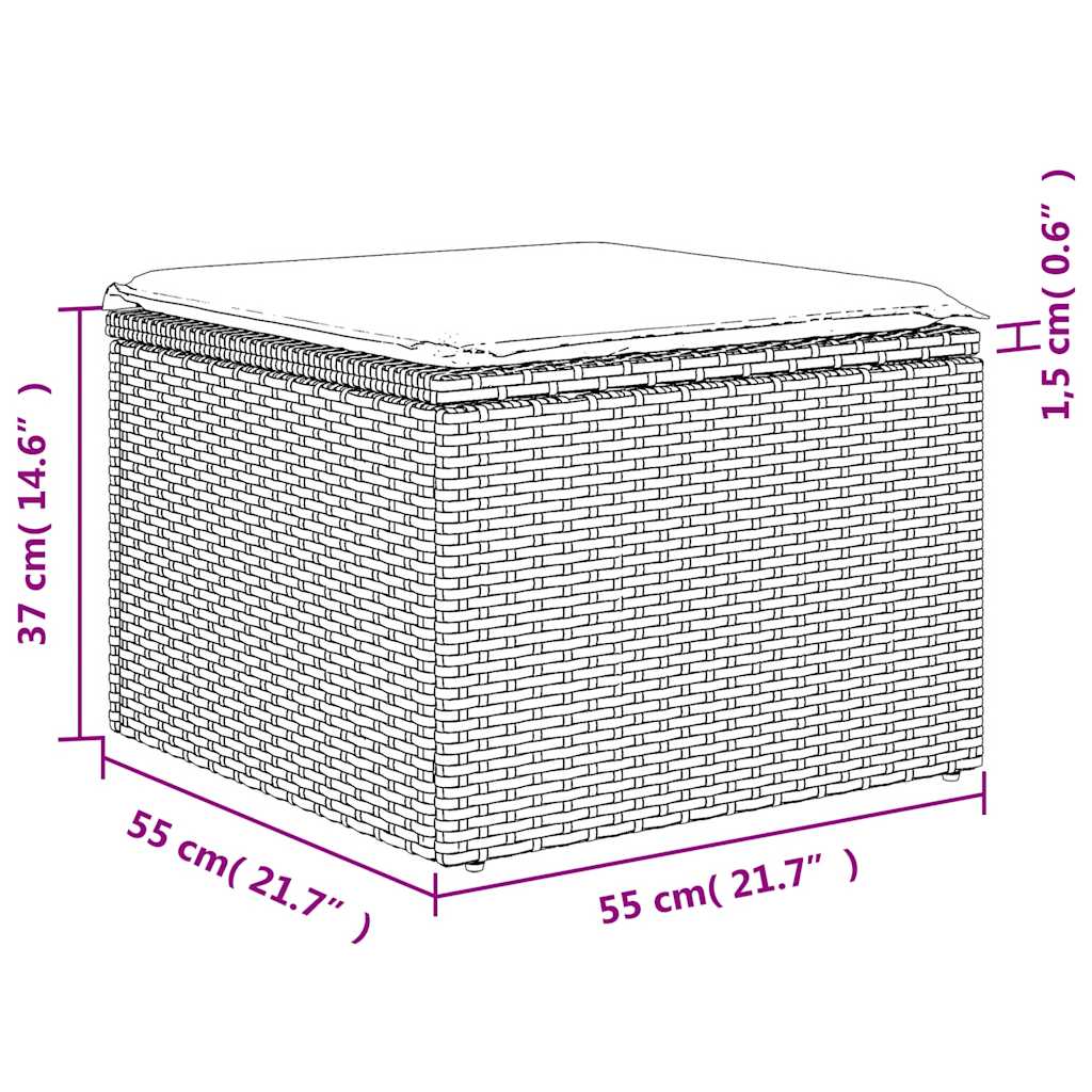 10-tlg. Garten-Sofagarnitur mit Kissen Braun Poly Rattan