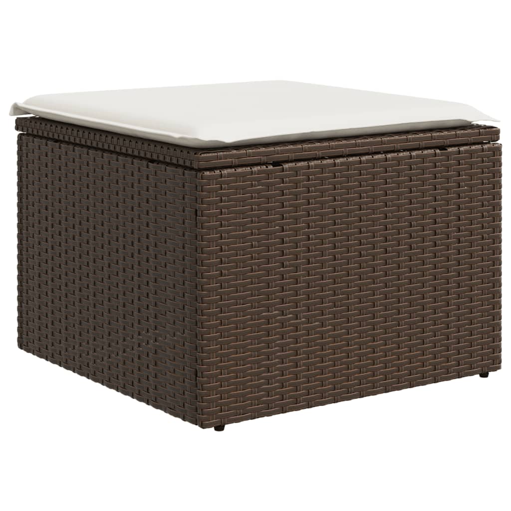10-tlg. Garten-Sofagarnitur mit Kissen Braun Poly Rattan