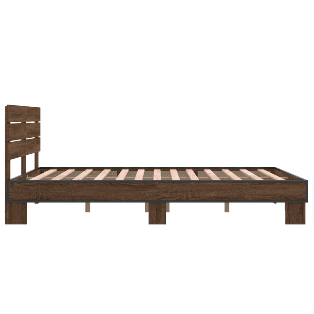 Bettgestell Braun Eichen-Optik 120x190 cm Holzwerkstoff Metall