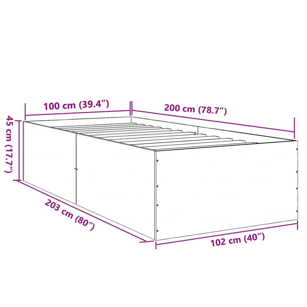 Bettgestell Braun Eichen-Optik 100x200 cm Holzwerkstoff