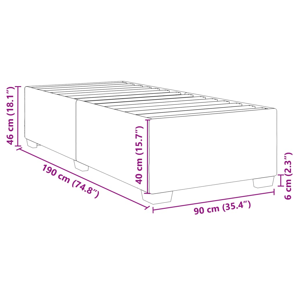 Bettgestell Cappuccino-Braun 90x190 cm Kunstleder