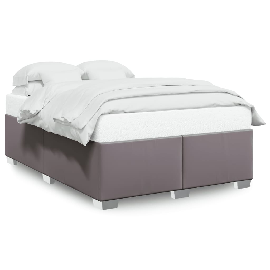 Bettgestell Grau 140x190 cm Kunstleder