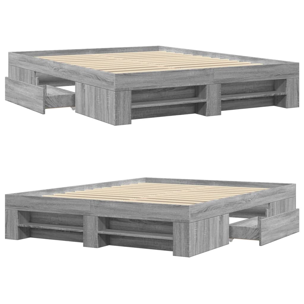 Bettgestell Grau Sonoma 150x200 cm Holzwerkstoff