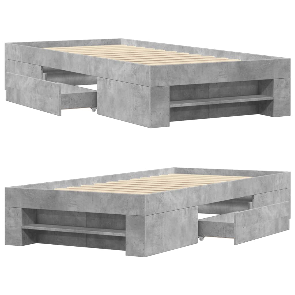 Bettgestell Betongrau 90x190 cm Holzwerkstoff