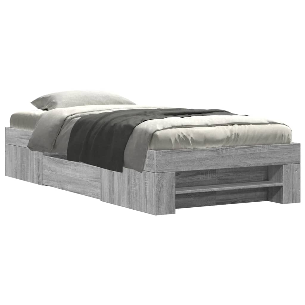 Bettgestell Grau Sonoma 75x190 cm Holzwerkstoff
