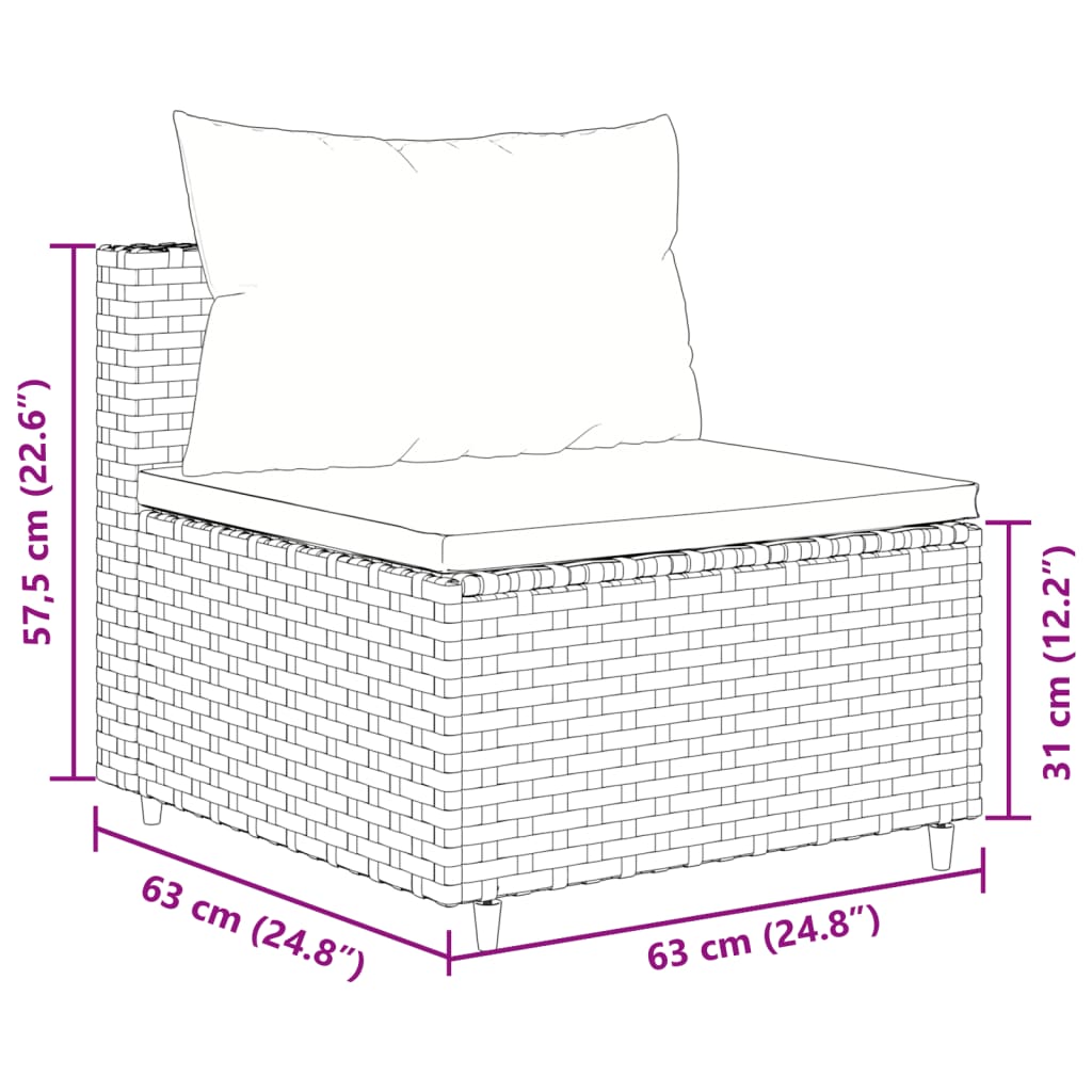 10-tlg. Garten-Sofagarnitur mit Kissen Grau Poly Rattan