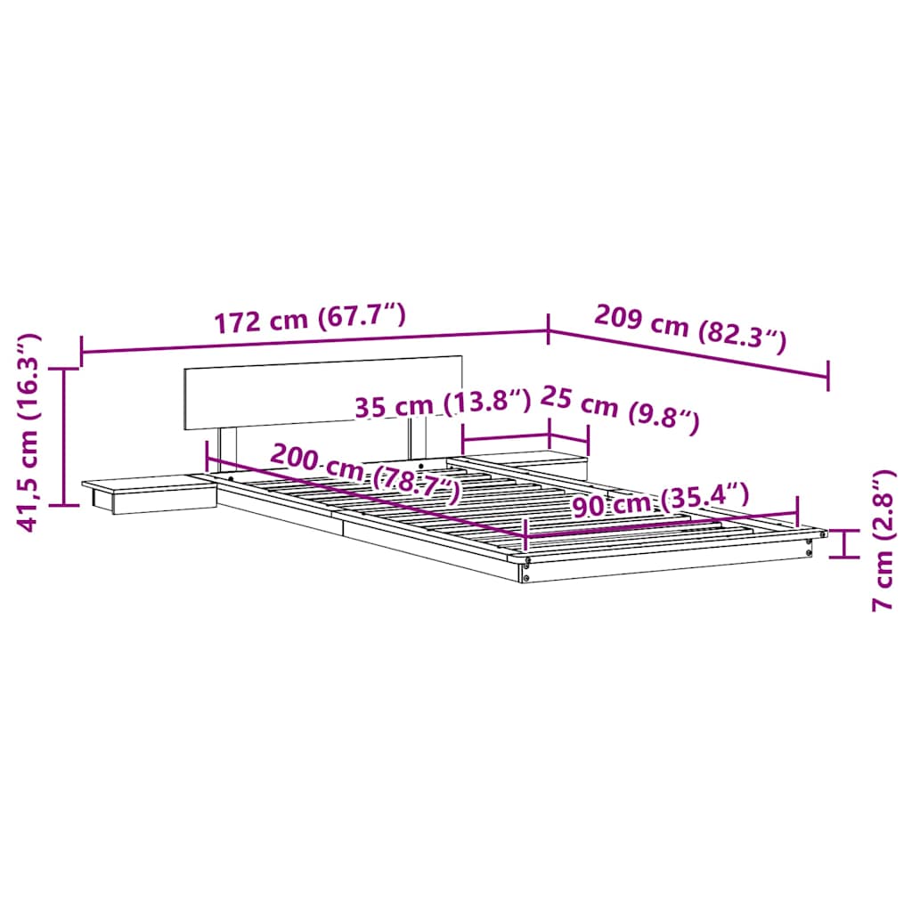 Bettgestell Braun 90 x 200 cm Holz