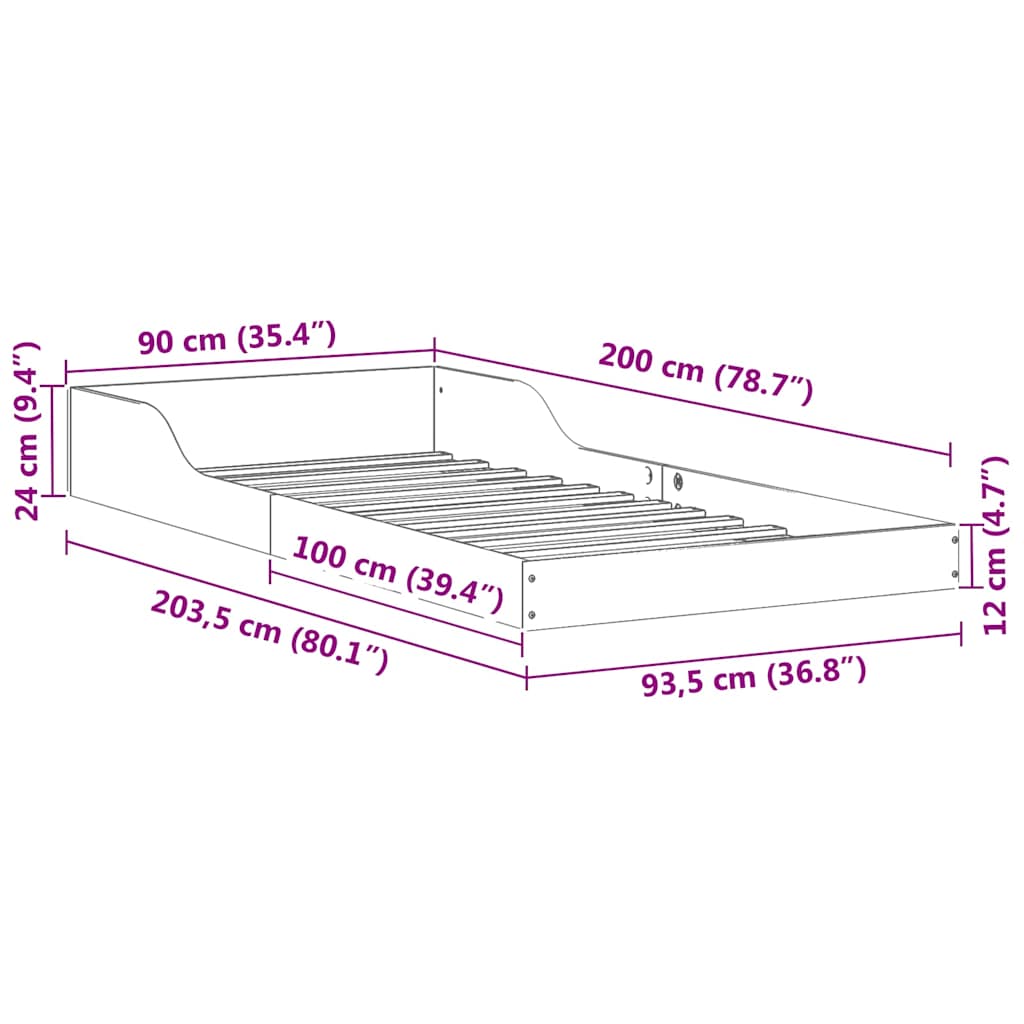 Bettgestell Braun 90 x 200 cm Massivholz Kiefer