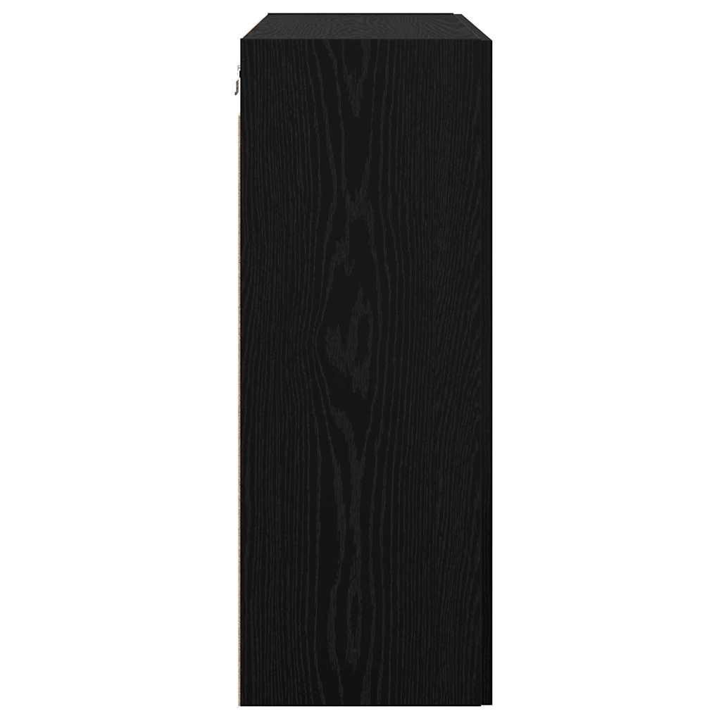 Wandschrank Wandmontiert Schwarz Eichen-Optik 69.5 x 34 x 90 cm