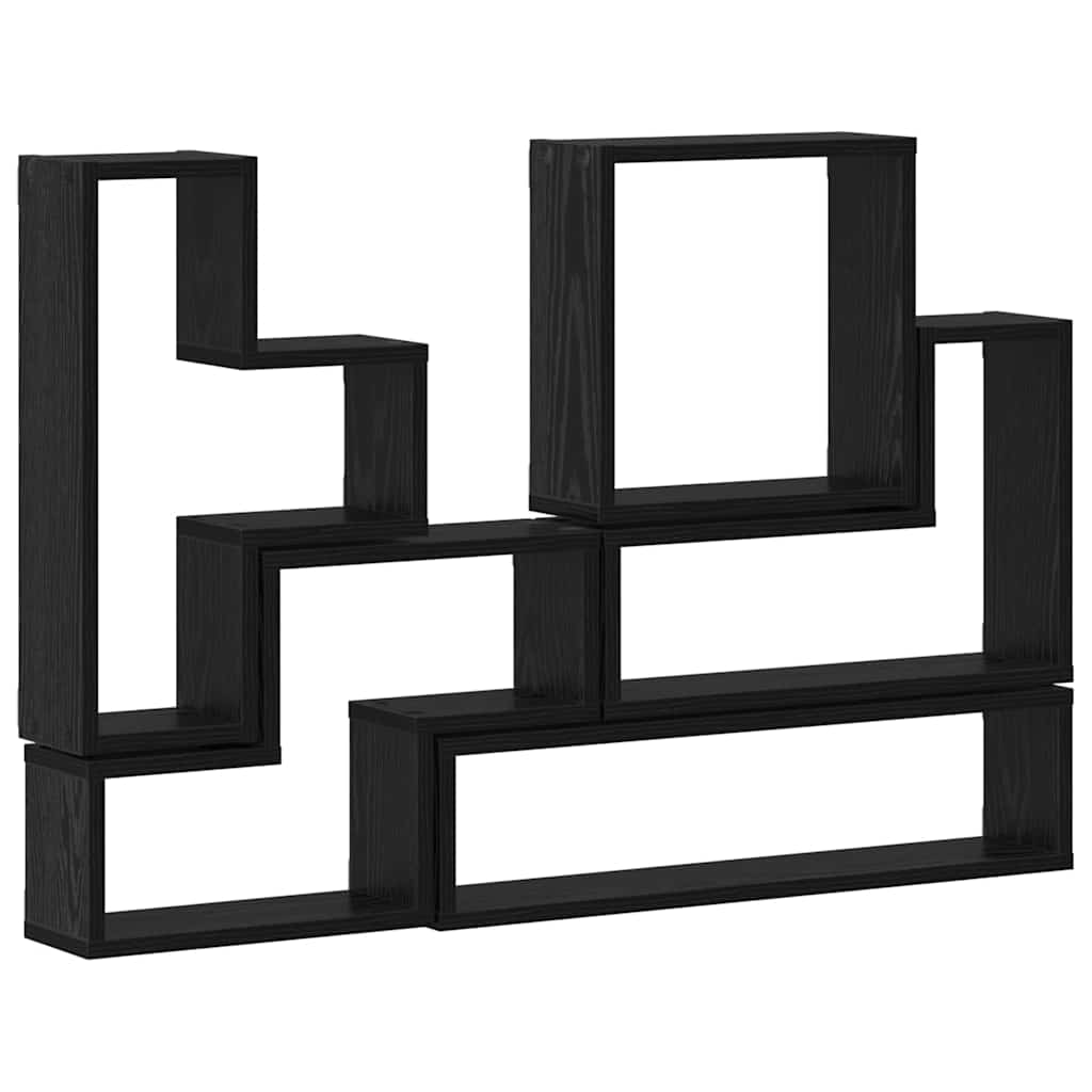 Wandwürfel Schwarz Eichen-Optik 96 x 12 x 64 cm Holzwerkstoff