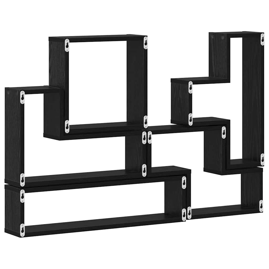 Wandwürfel Schwarz Eichen-Optik 96 x 12 x 64 cm Holzwerkstoff