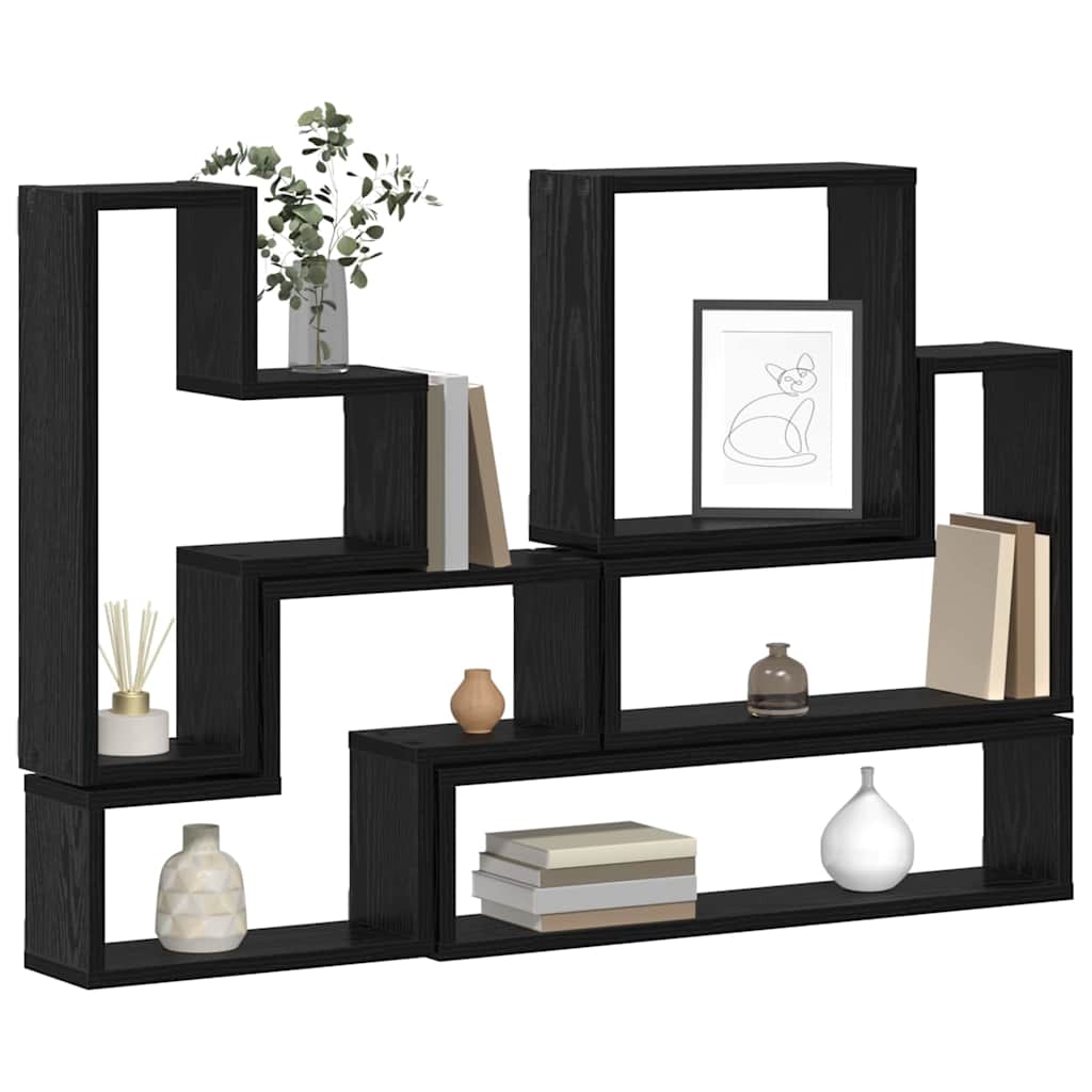 Wandwürfel Schwarz Eichen-Optik 96 x 12 x 64 cm Holzwerkstoff