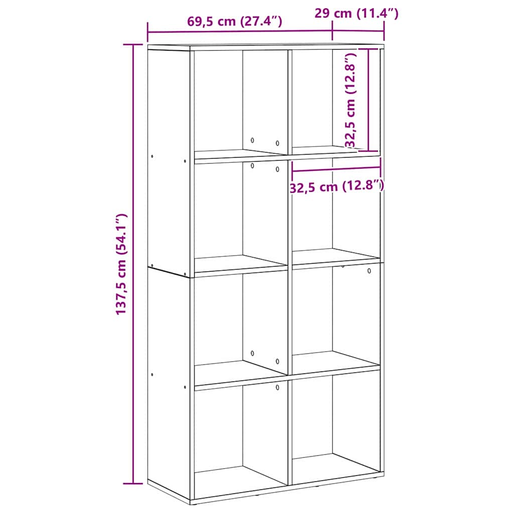 Bücherregal Schwarz Eichen-Optik 69,5 x 29 x 137,5 cm