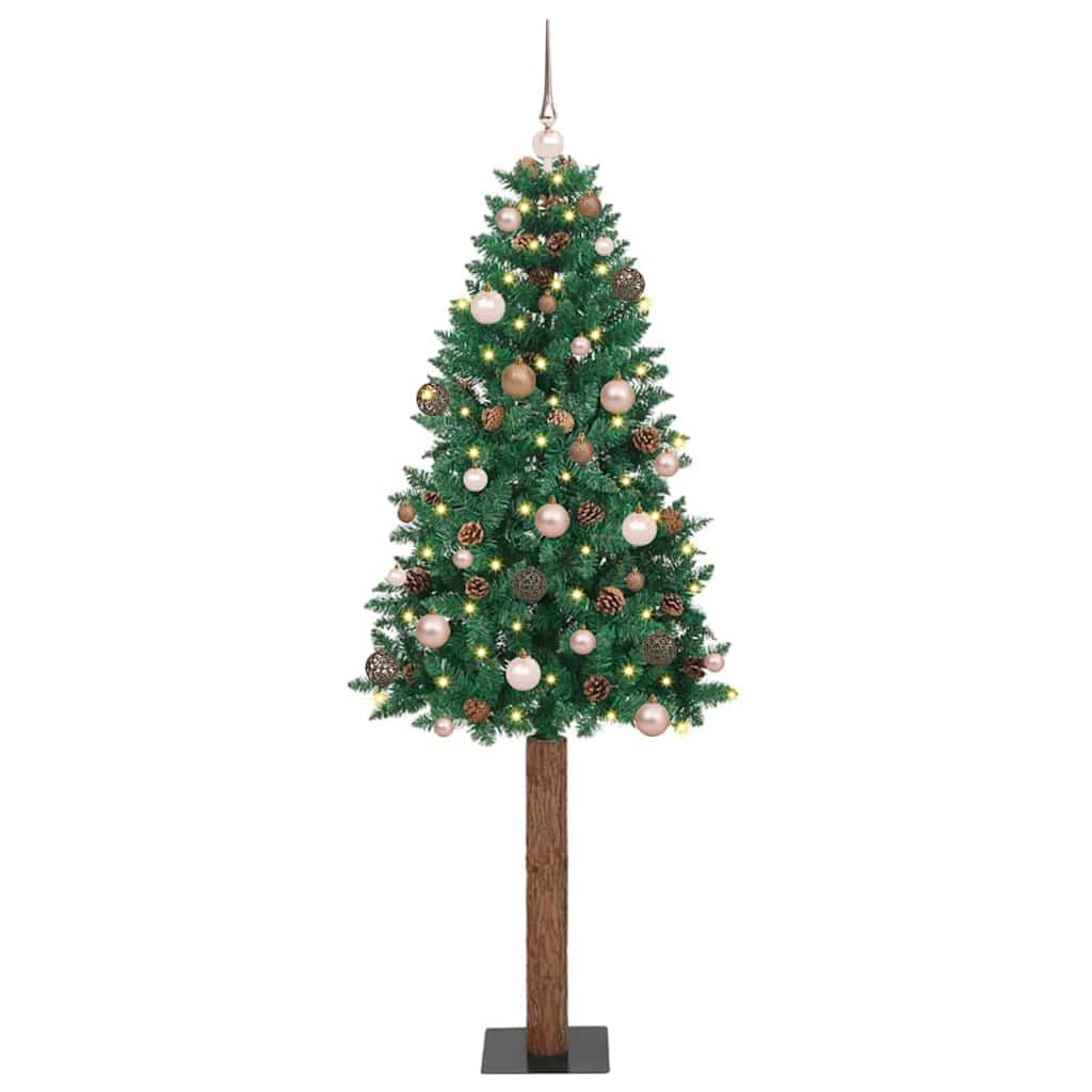 Schlanker Weihnachtsbaum mit 300 LEDs mit Ständer Grün 210 cm