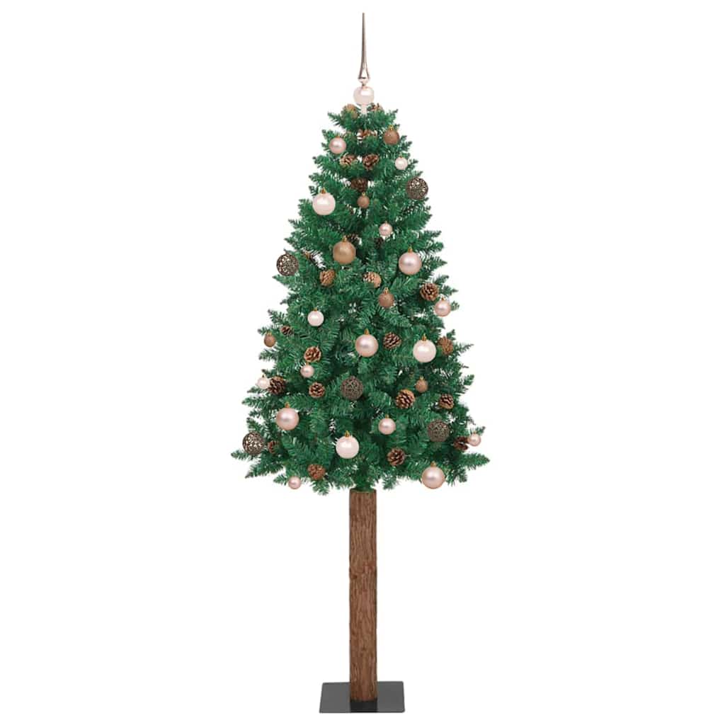 Schlanker Weihnachtsbaum mit 300 LEDs mit Ständer Grün 210 cm