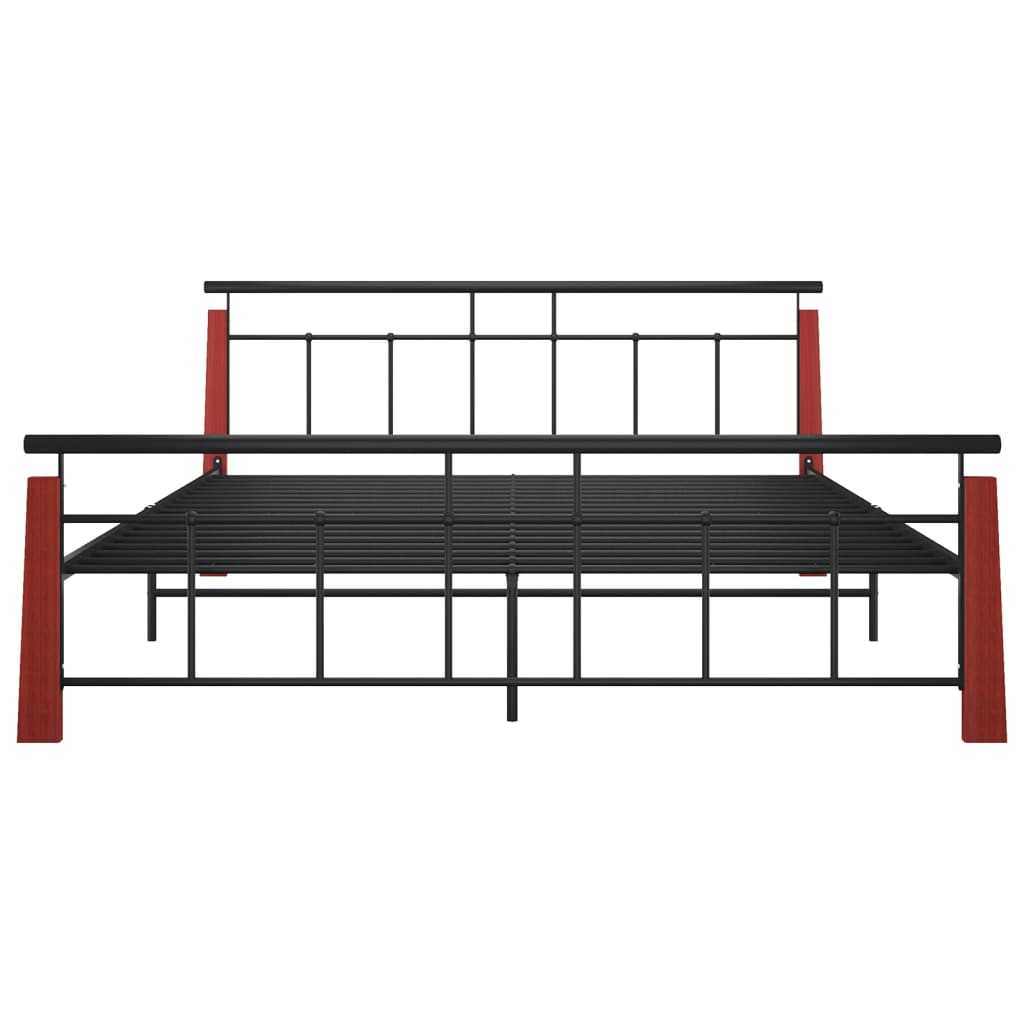 Bettgestell Metall und Massivholz Eiche 180x200 cm