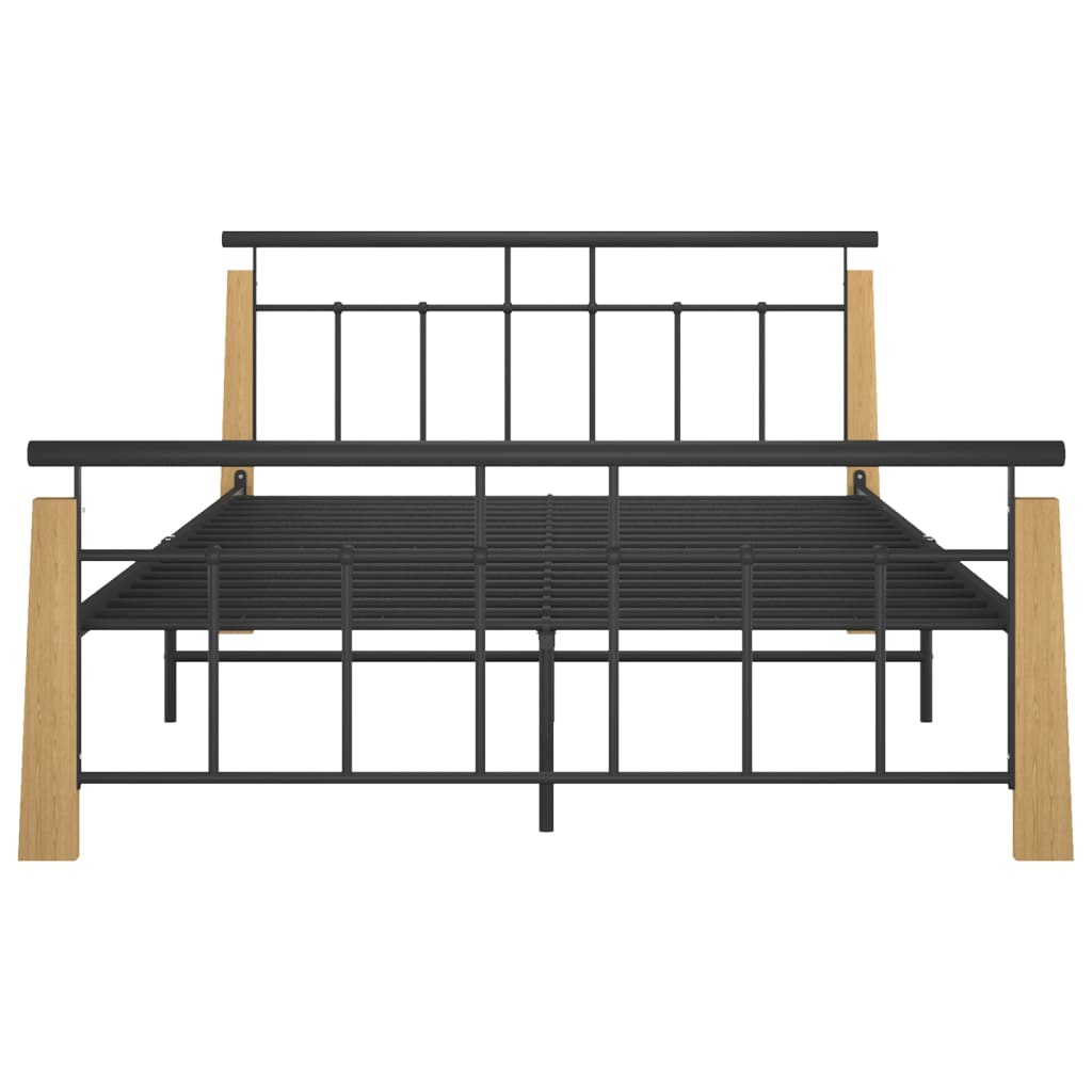 Bettgestell Metall und Massivholz Eiche 140x200 cm