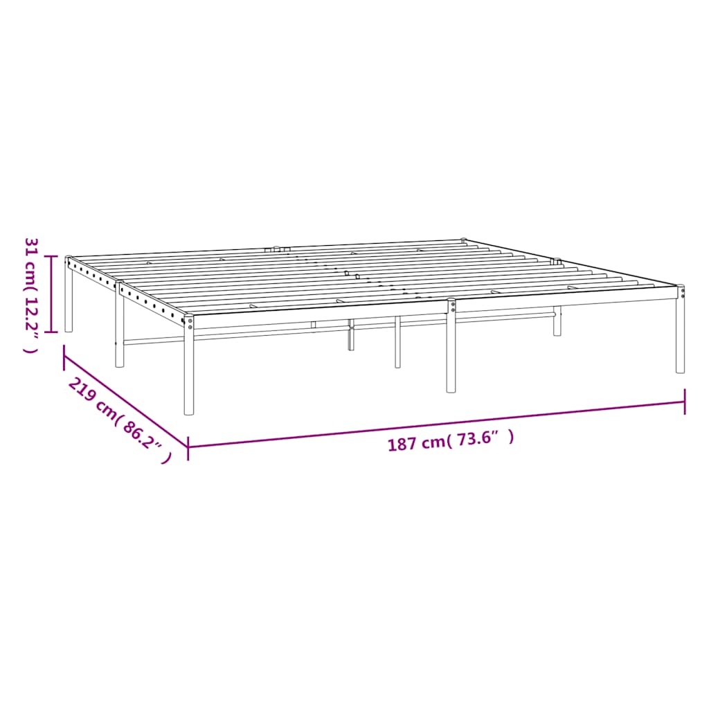 Bettgestell Metall Schwarz 183x213 cm