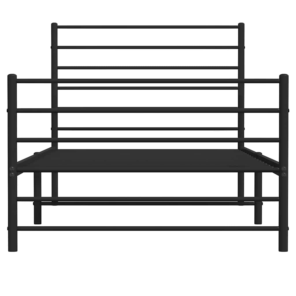 Bettgestell mit Kopf- und Fußteil Metall Schwarz 100x190 cm