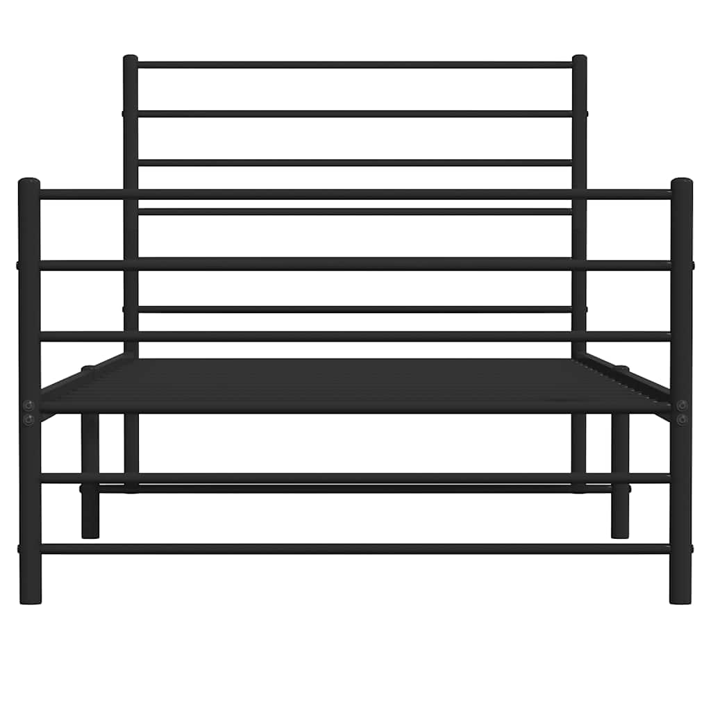Bettgestell mit Kopf- und Fußteil Metall Schwarz 100x200 cm