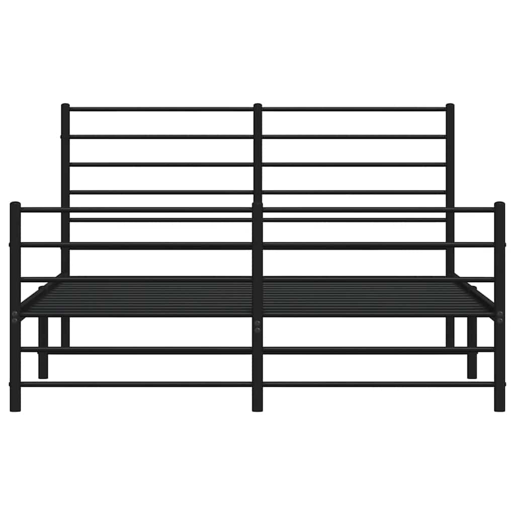 Bettgestell mit Kopf- und Fußteil Metall Schwarz 135x190 cm