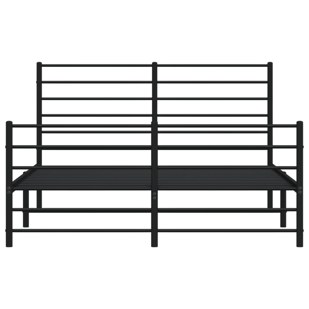Bettgestell mit Kopf- und Fußteil Metall Schwarz 140x190 cm