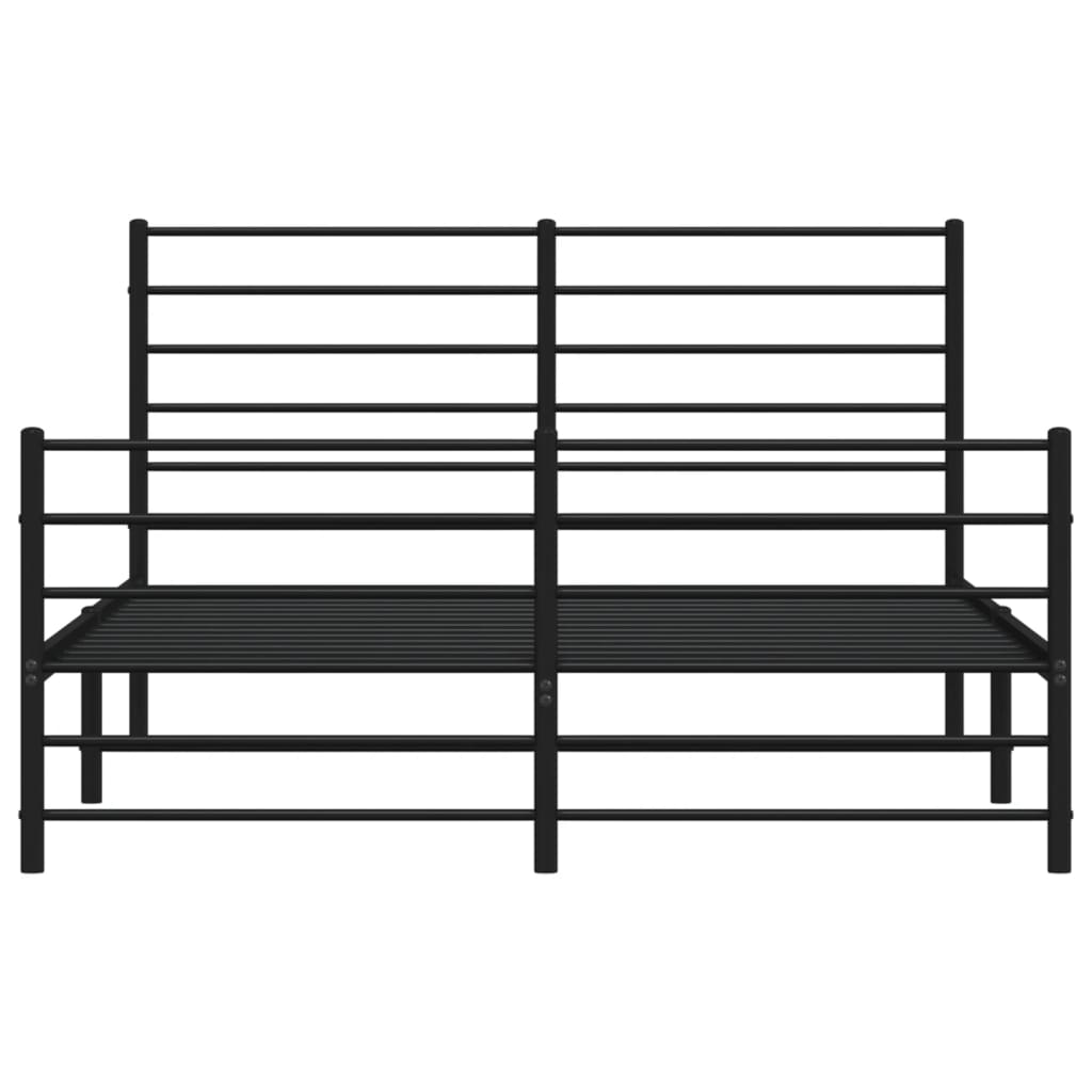 Bettgestell mit Kopf- und Fußteil Metall Schwarz 140x200 cm
