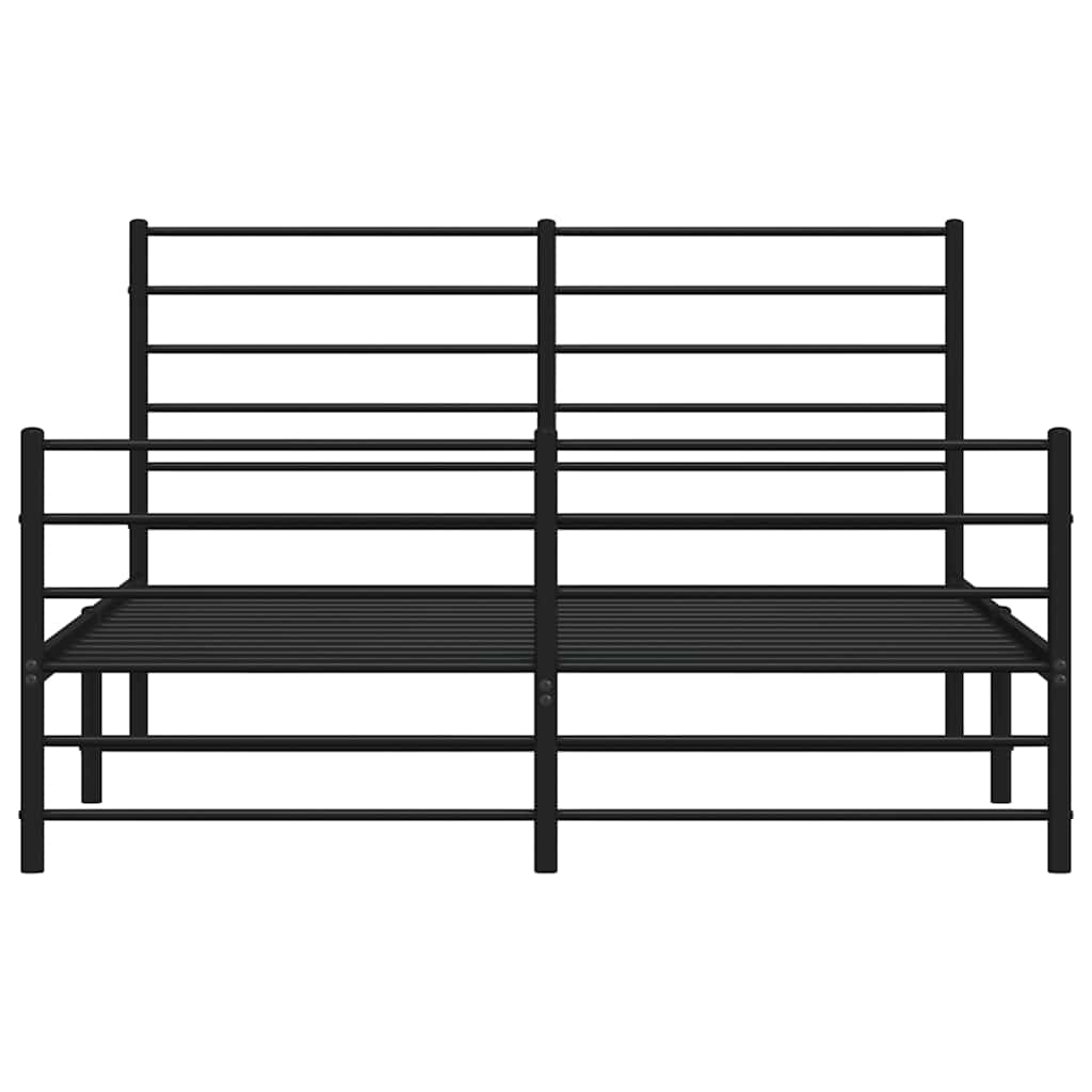 Bettgestell mit Kopf- und Fußteil Metall Schwarz 150x200 cm