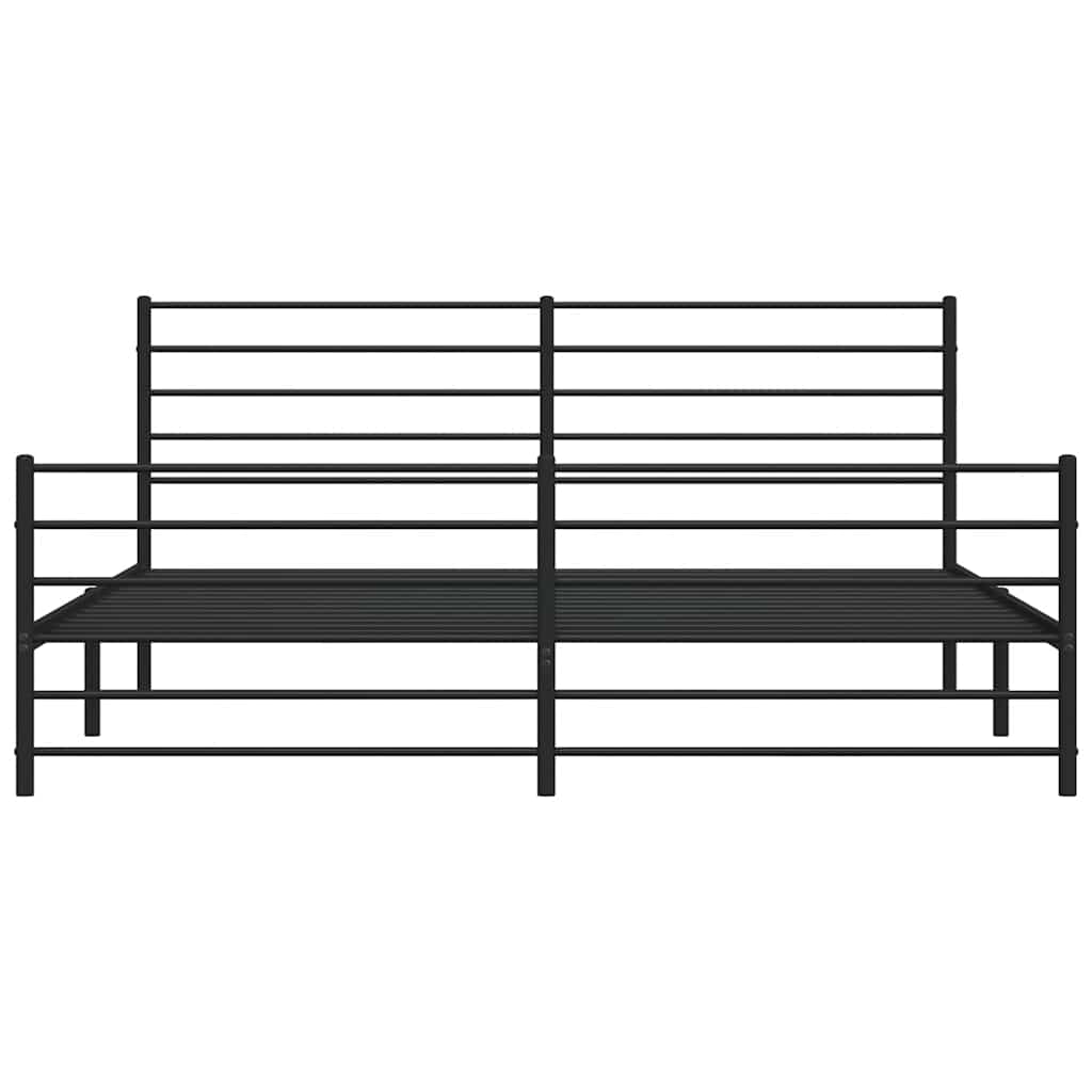 Bettgestell mit Kopf- und Fußteil Metall Schwarz 183x213 cm