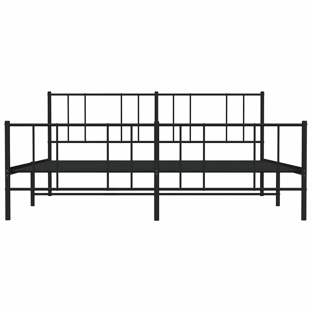 Bettgestell mit Kopf- und Fußteil Metall Schwarz 183x213 cm