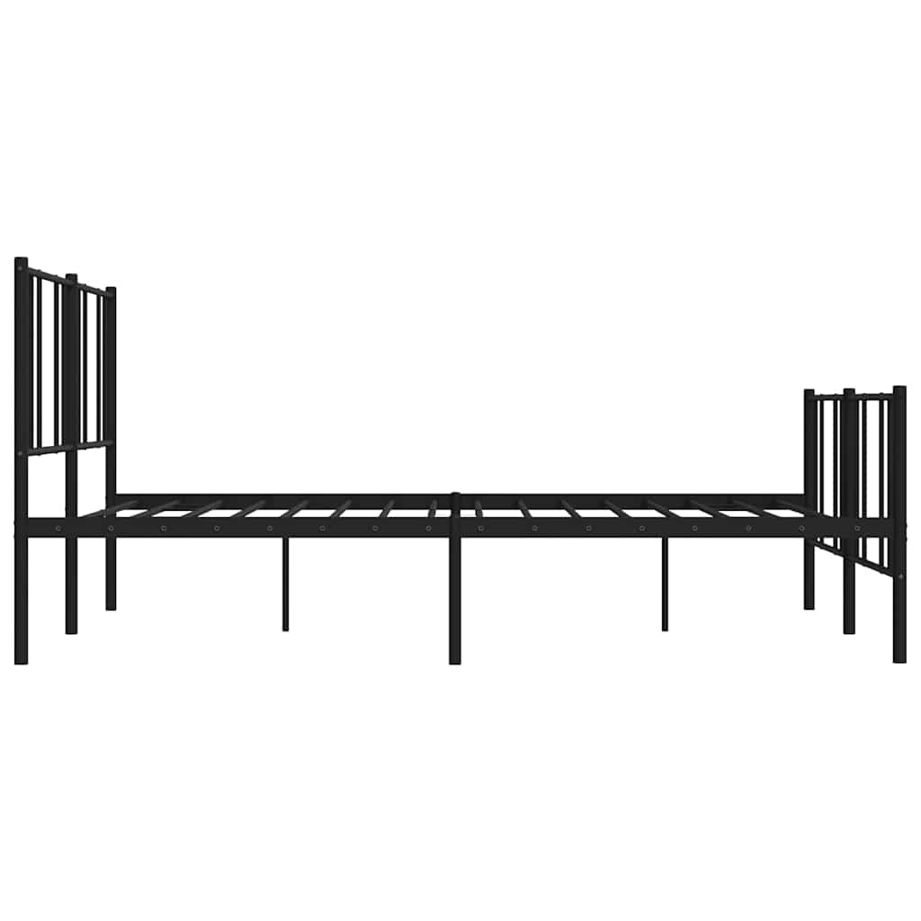 Bettgestell mit Kopf- und Fußteil Metall Schwarz 183x213 cm