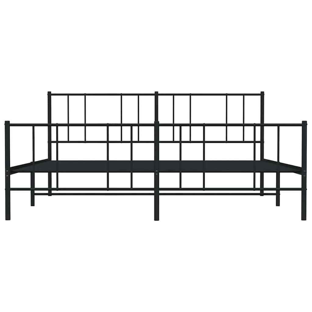 Bettgestell mit Kopf- und Fußteil Metall Schwarz 193x203 cm
