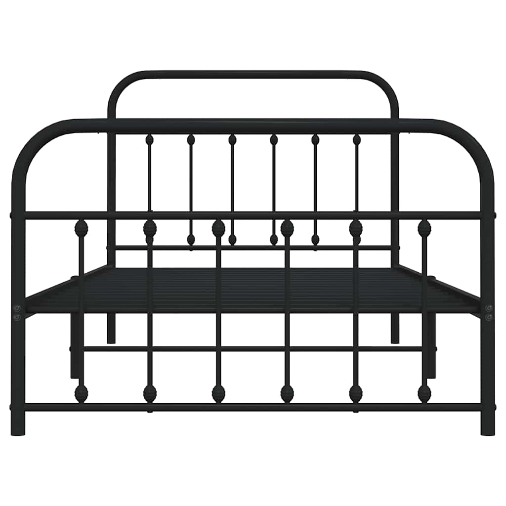 Bettgestell mit Kopf- und Fußteil Metall Schwarz 100x200 cm