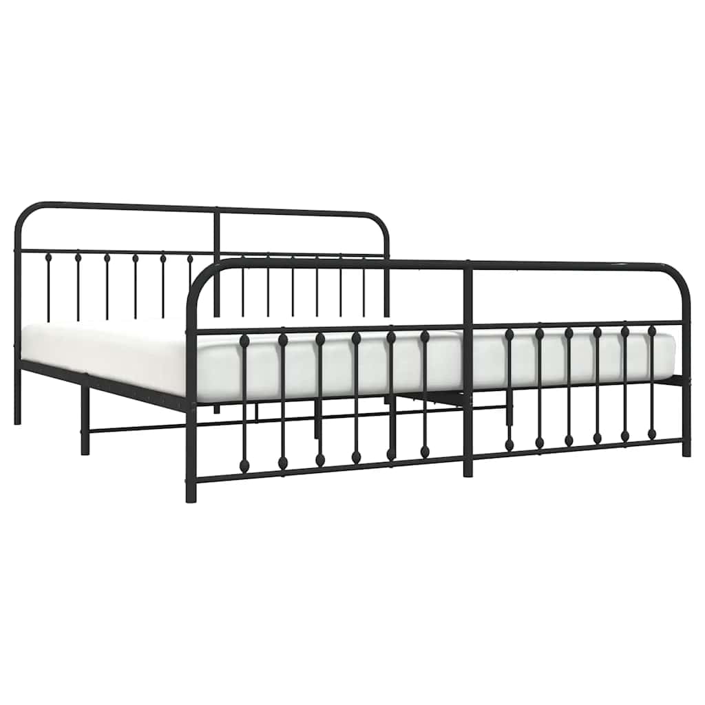 Bettgestell mit Kopf- und Fußteil Metall Schwarz 193x203 cm