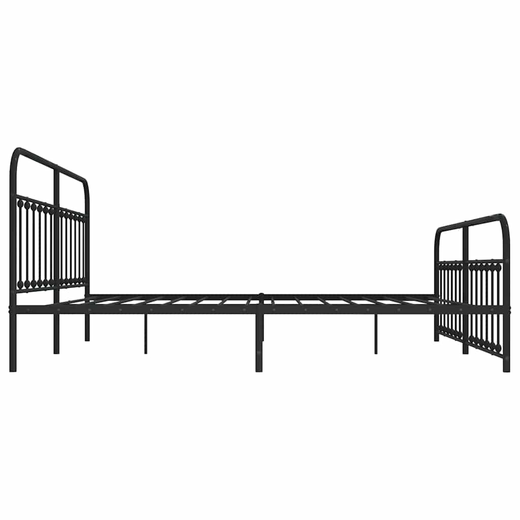 Bettgestell mit Kopf- und Fußteil Metall Schwarz 193x203 cm