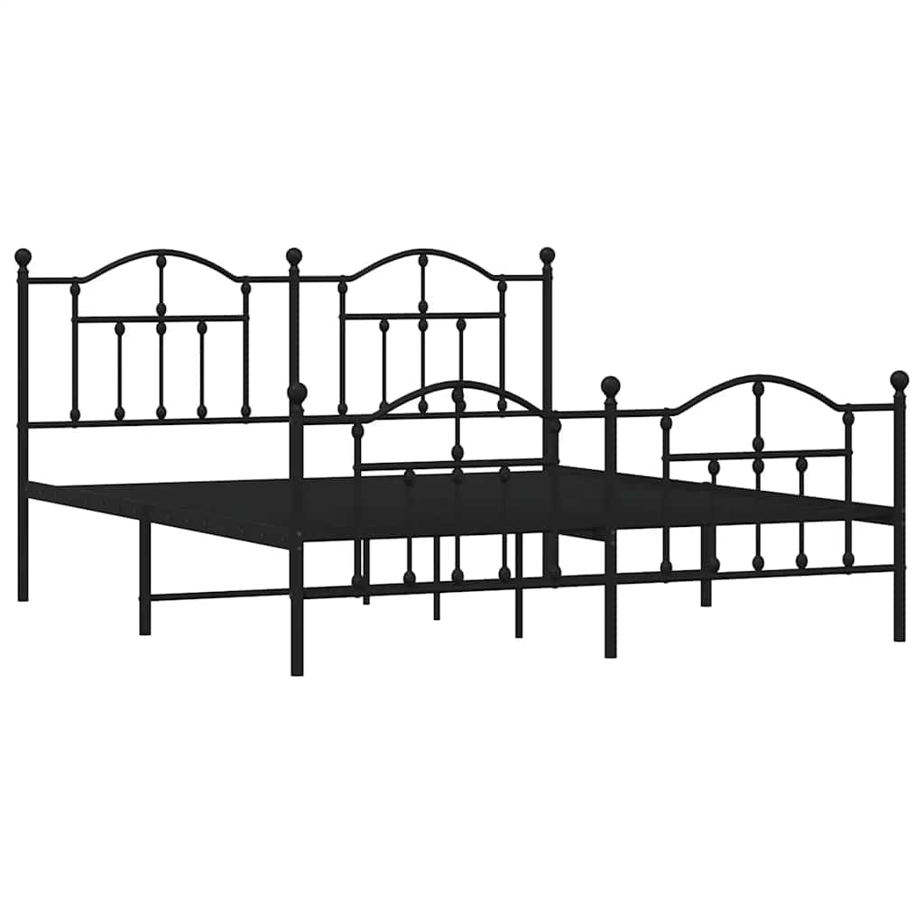 Bettgestell mit Kopf- und Fußteil Metall Schwarz 183x213 cm