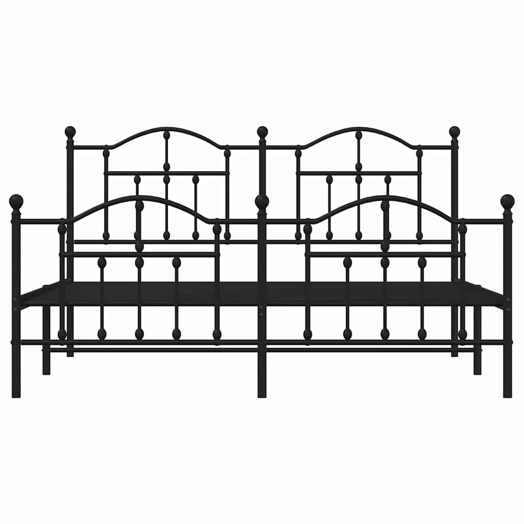 Bettgestell mit Kopf- und Fußteil Metall Schwarz 183x213 cm