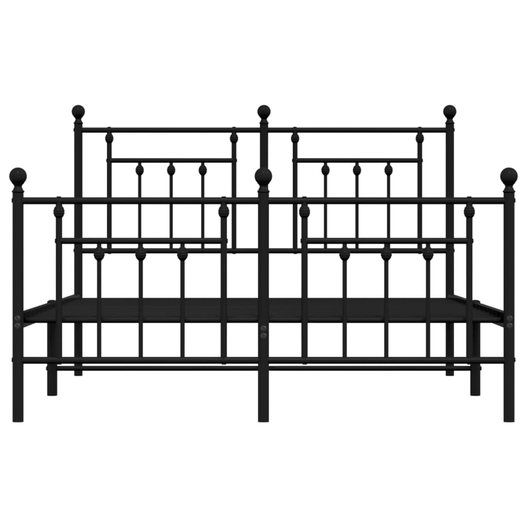 Bettgestell mit Kopf- und Fußteil Metall Schwarz 140x200 cm