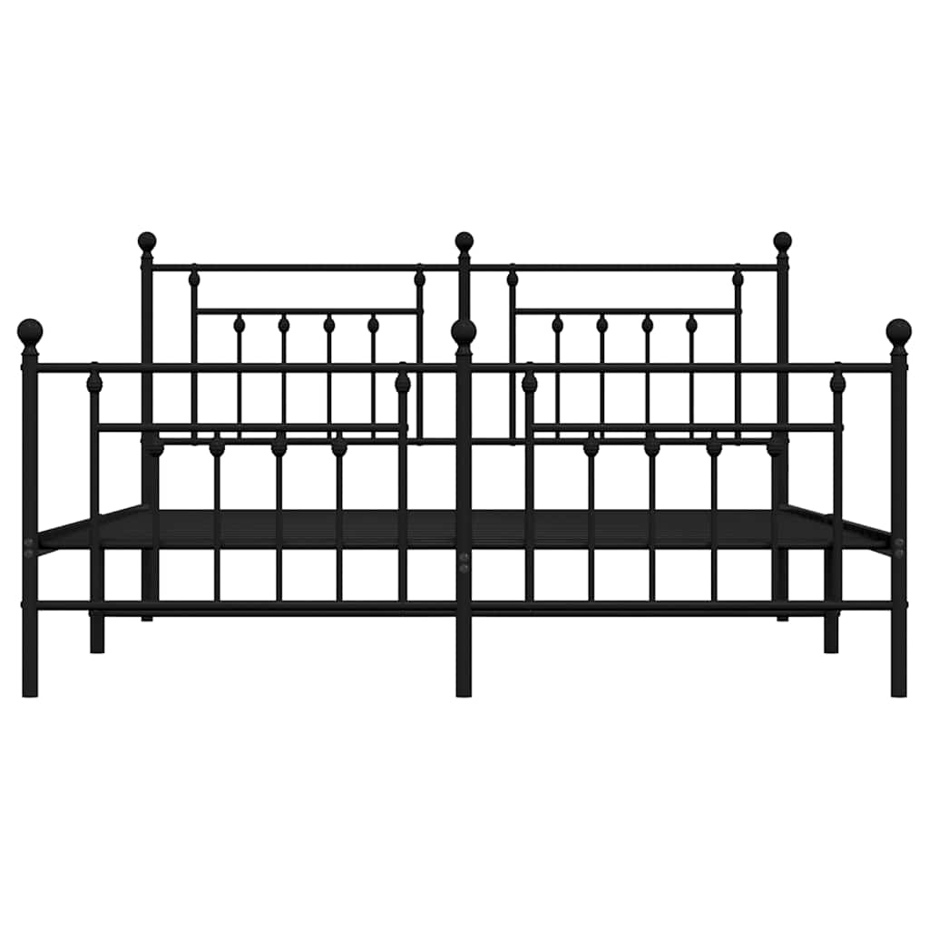 Bettgestell mit Kopf- und Fußteil Metall Schwarz 183x213 cm