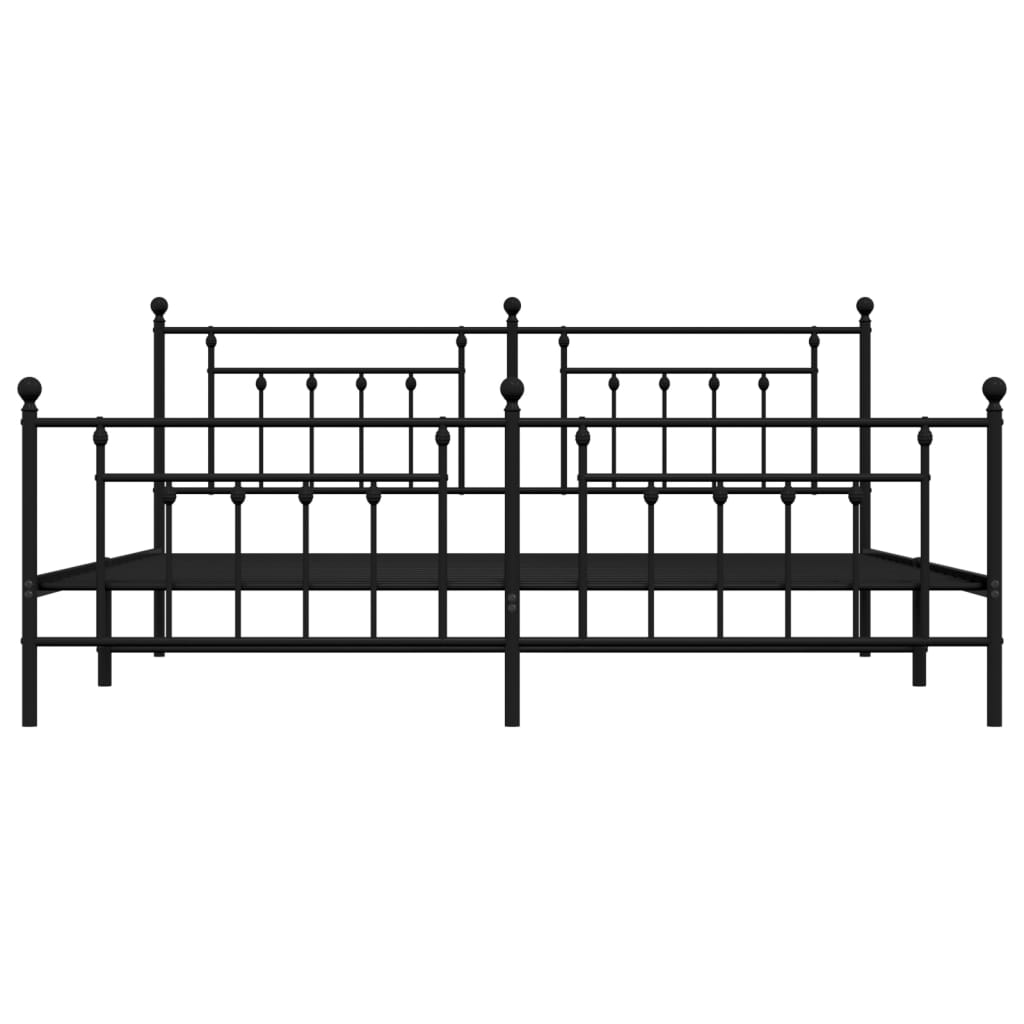 Bettgestell mit Kopf- und Fußteil Metall Schwarz 200x200 cm