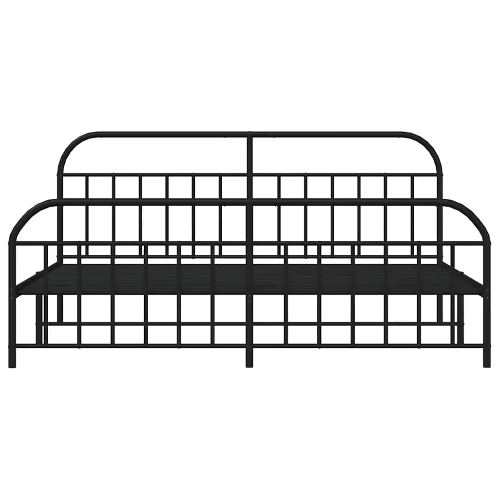 Bettgestell mit Kopf- und Fußteil Metall Schwarz 193x203 cm